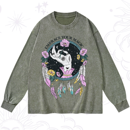 Purplehecate Embrace Your Magic Washed Long Sleeve Shirt