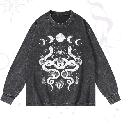 Purplehecate Lunar Serpent Alchemy Washed Long Sleeve Shirt