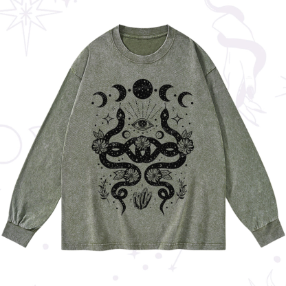 Purplehecate Lunar Serpent Alchemy Washed Long Sleeve Shirt