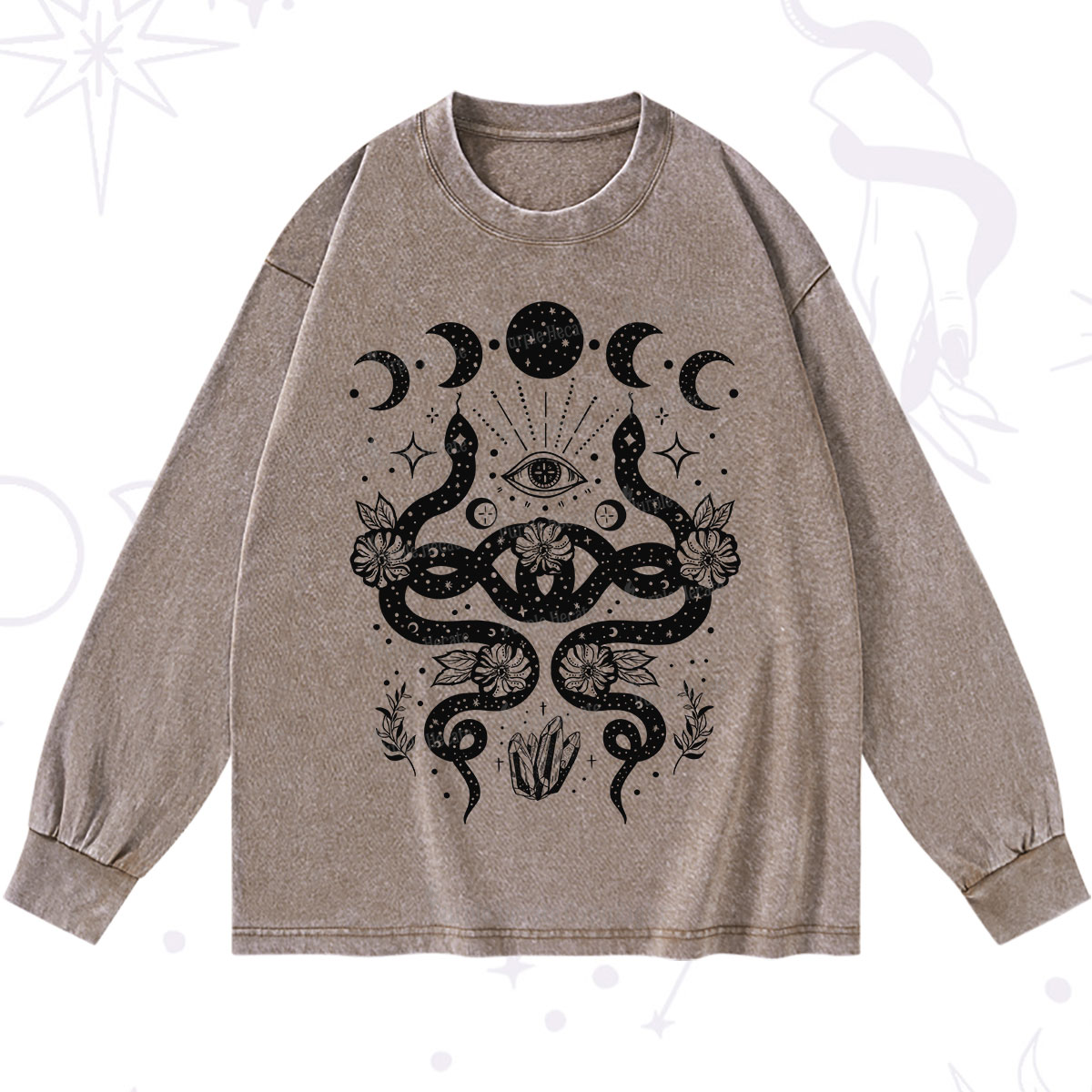 Purplehecate Lunar Serpent Alchemy Washed Long Sleeve Shirt