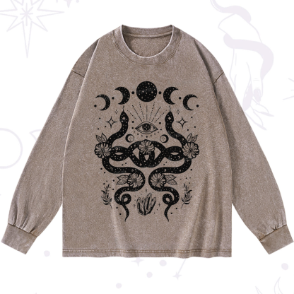Purplehecate Lunar Serpent Alchemy Washed Long Sleeve Shirt