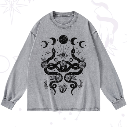 Purplehecate Lunar Serpent Alchemy Washed Long Sleeve Shirt