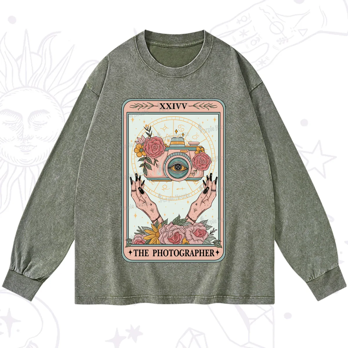 Purplehecate The Photographter Tarot Washed Long Sleeve Shirt