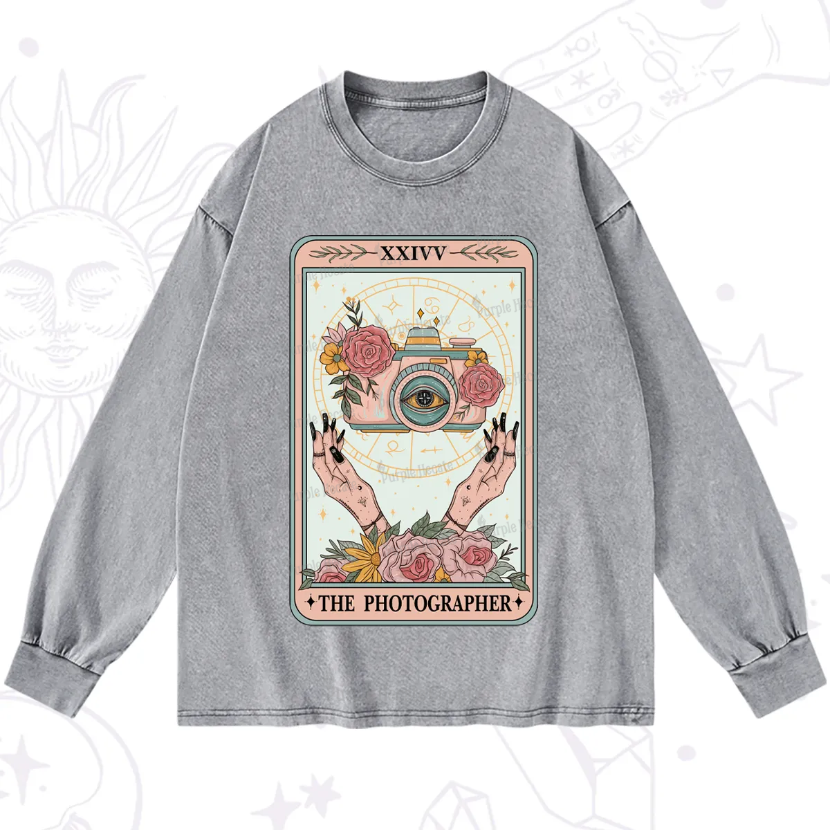 Purplehecate The Photographter Tarot Washed Long Sleeve Shirt