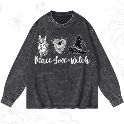 Purplehecate Peace Love Witch Washed Long Sleeve Shirt