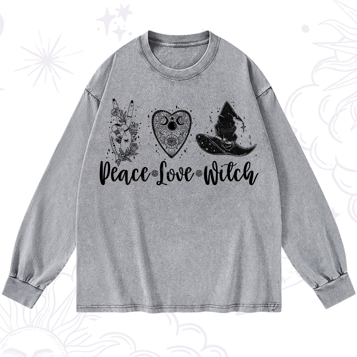 Purplehecate Peace Love Witch Washed Long Sleeve Shirt