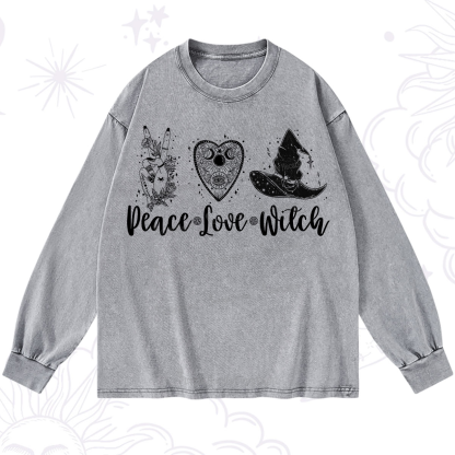 Purplehecate Peace Love Witch Washed Long Sleeve Shirt