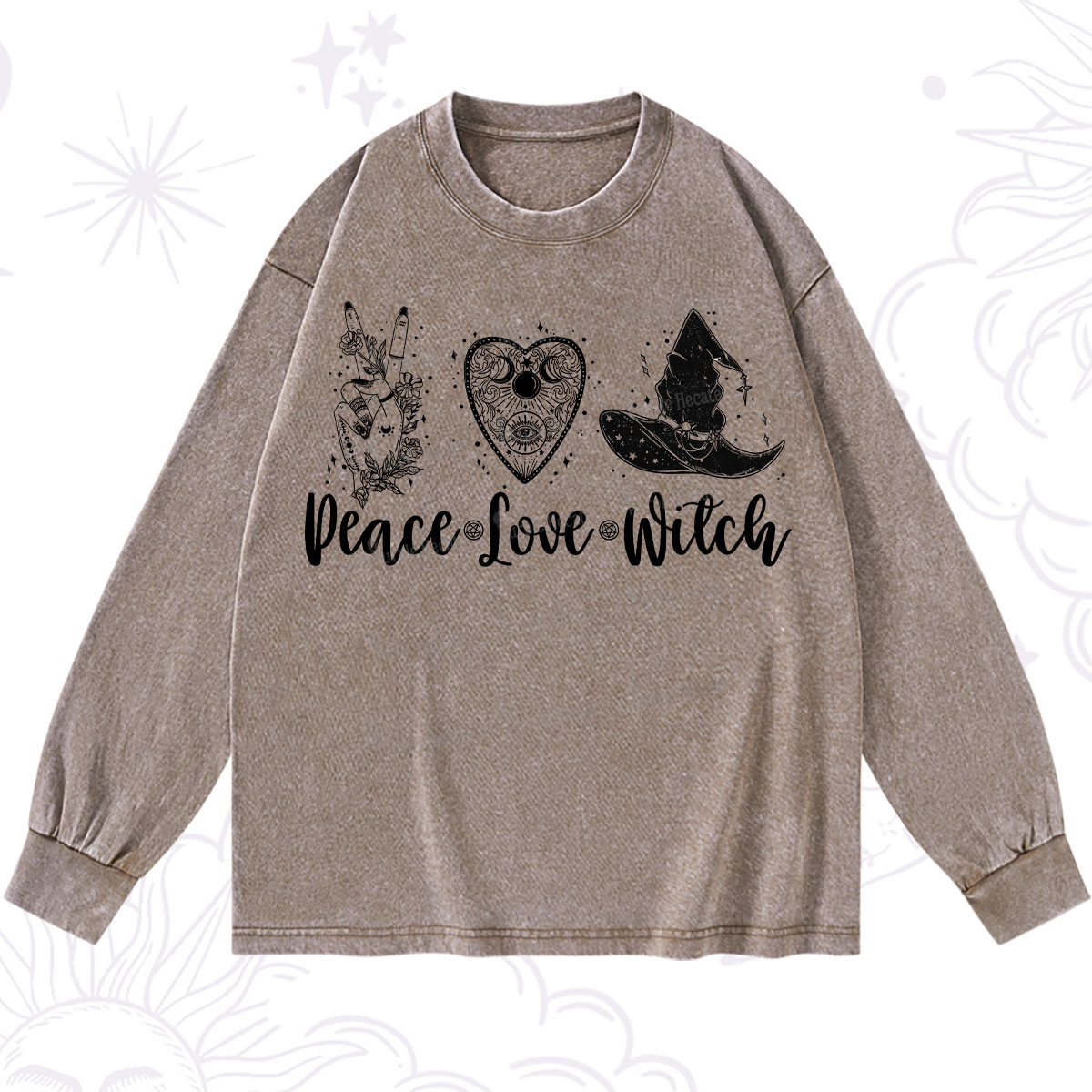 Purplehecate Peace Love Witch Washed Long Sleeve Shirt