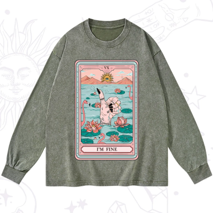 Purplehecate The I'm Fine Tarot Washed Long Sleeve Shirt