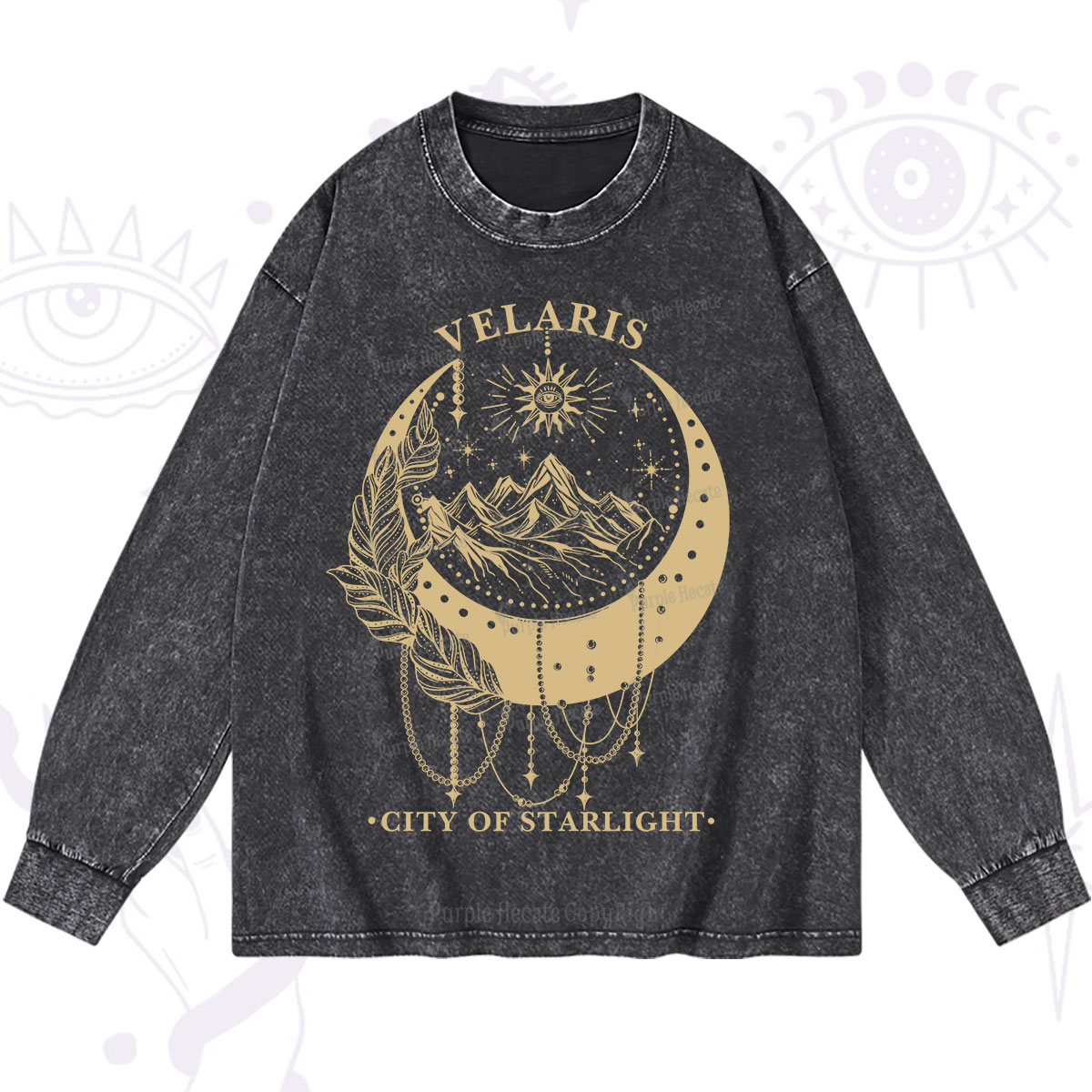 Purplehecate Moonlit Peaks of Starlight Washed Long Sleeve Shirt