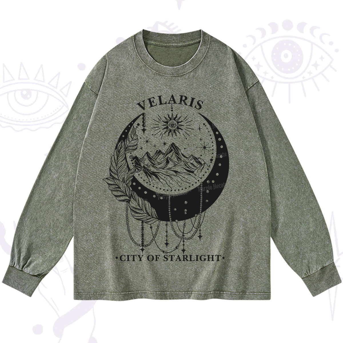 Purplehecate Moonlit Peaks of Starlight Washed Long Sleeve Shirt