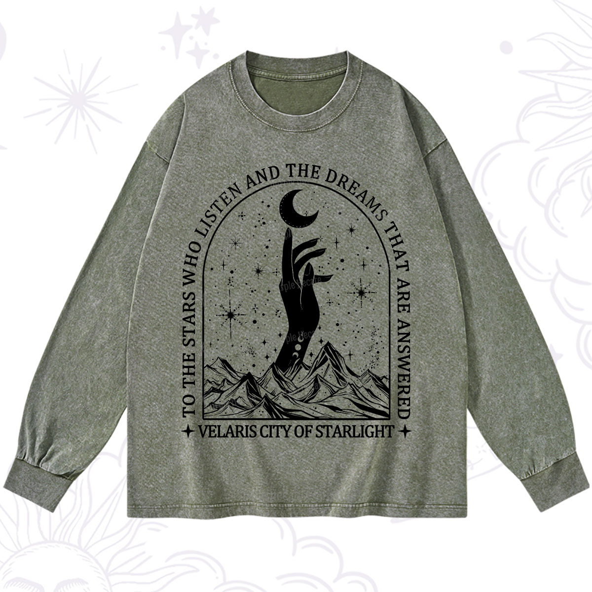 Purplehecate To The Stars Who Listen And The Dreams That Are Answered Washed Long Sleeve Shirt