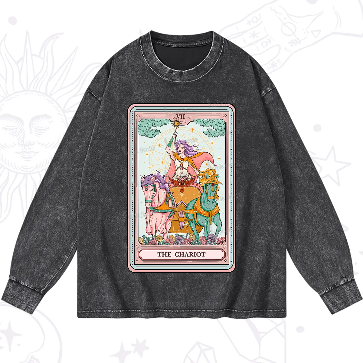 Purplehecate The Chariot Tarot Washed Long Sleeve Shirt