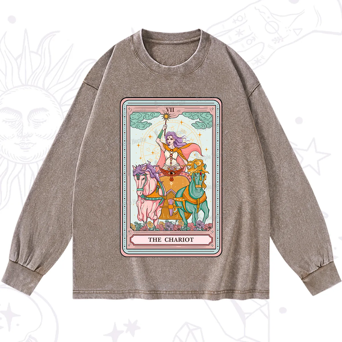 Purplehecate The Chariot Tarot Washed Long Sleeve Shirt