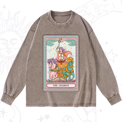 Purplehecate The Chariot Tarot Washed Long Sleeve Shirt