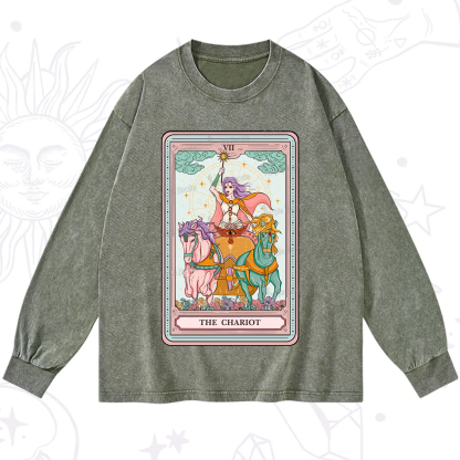 Purplehecate The Chariot Tarot Washed Long Sleeve Shirt