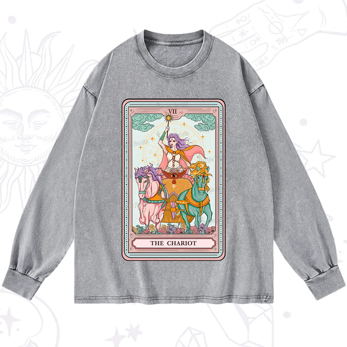 Purplehecate The Chariot Tarot Washed Long Sleeve Shirt