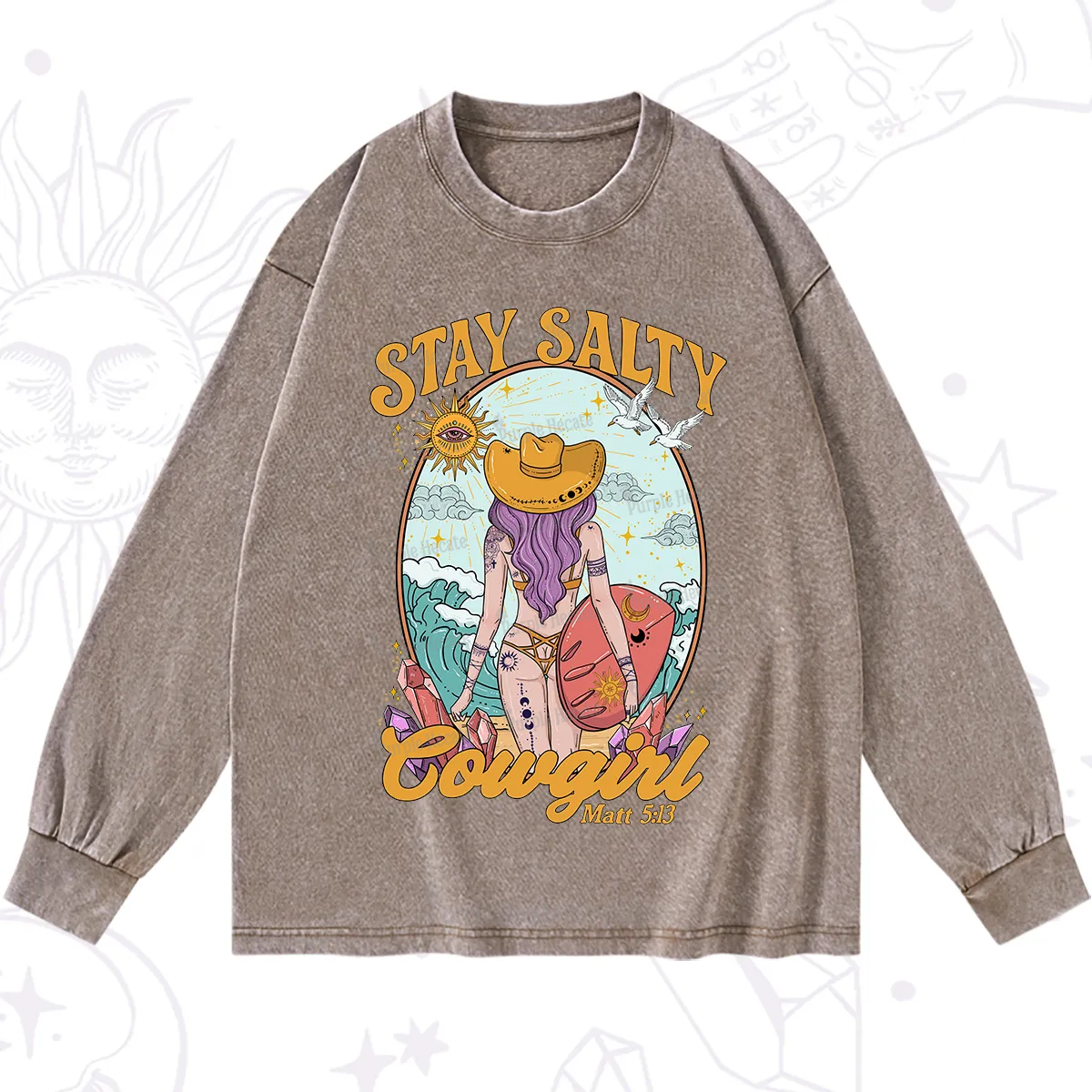 Purplehecate Stay Salty Cowgirl Washed Long Sleeve Shirt