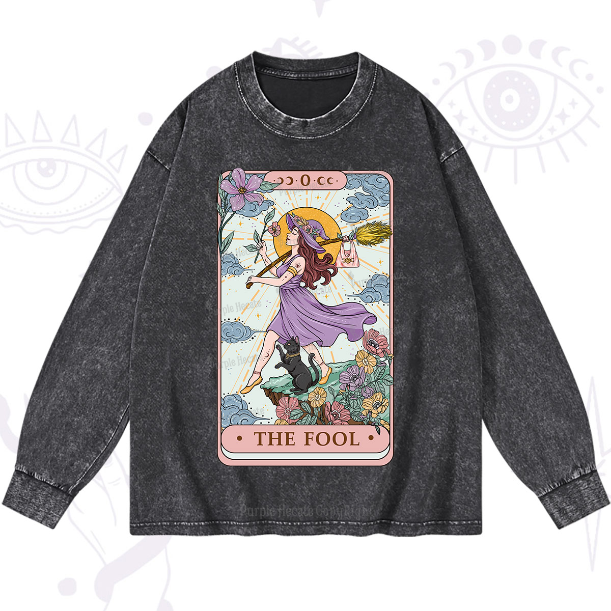Purplehecate The Witchling Fool Tarot Washed Long Sleeve Shirt