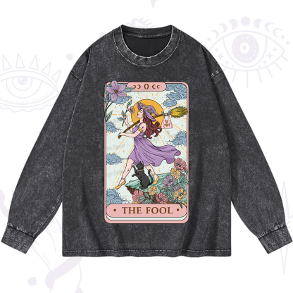 Purplehecate The Witchling Fool Tarot Washed Long Sleeve Shirt