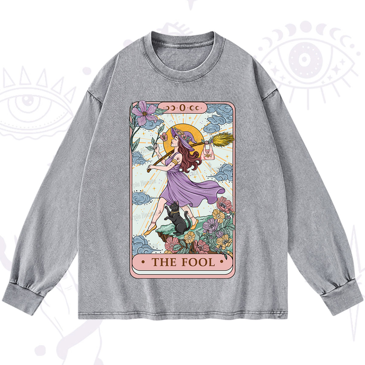 Purplehecate The Witchling Fool Tarot Washed Long Sleeve Shirt