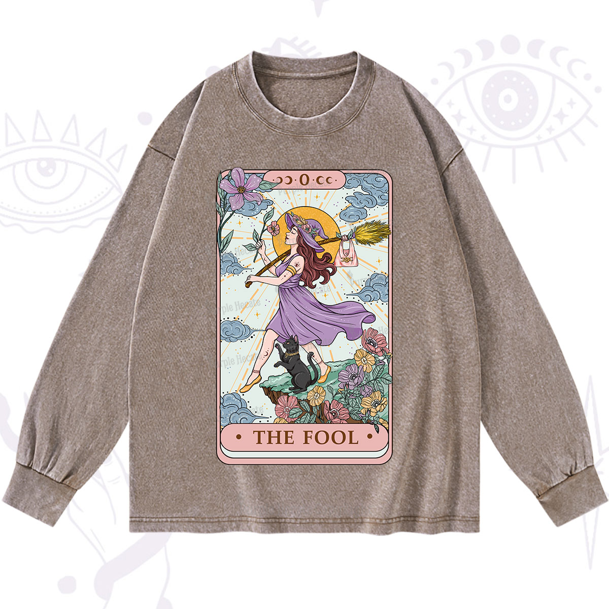 Purplehecate The Witchling Fool Tarot Washed Long Sleeve Shirt