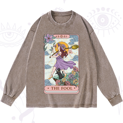 Purplehecate The Witchling Fool Tarot Washed Long Sleeve Shirt