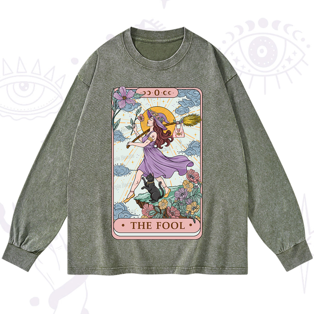 Purplehecate The Witchling Fool Tarot Washed Long Sleeve Shirt