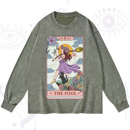 Purplehecate The Witchling Fool Tarot Washed Long Sleeve Shirt