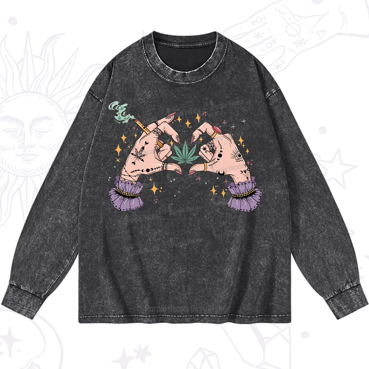 Purplehecate You're Never Alone If You Have Weed Washed Long Sleeve Shirt