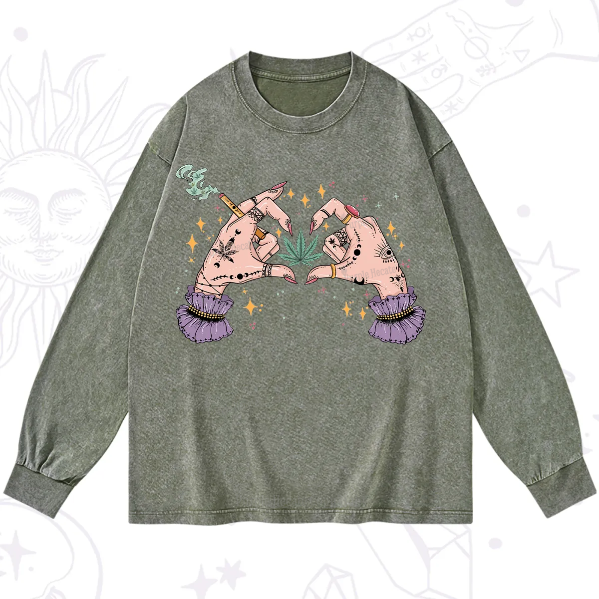 Purplehecate You're Never Alone If You Have Weed Washed Long Sleeve Shirt