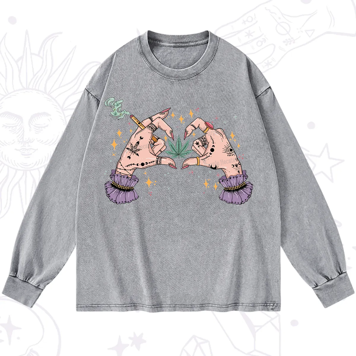 Purplehecate You're Never Alone If You Have Weed Washed Long Sleeve Shirt