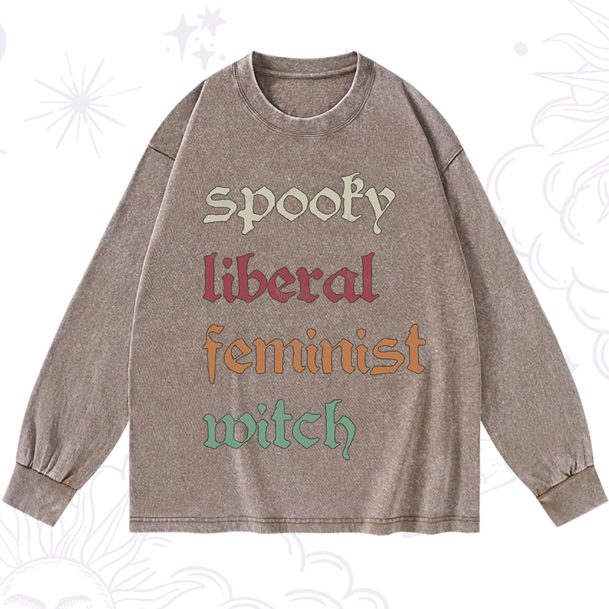 Purplehecate Spooky Liberal Feminist Witch Washed Long Sleeve Shirt