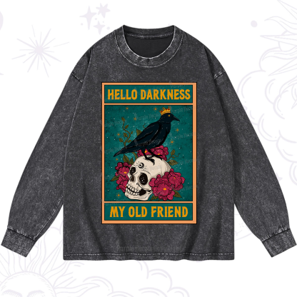 Purplehecate The Hello Darkness My Old Friend Oracle Card Washed Long Sleeve Shirt