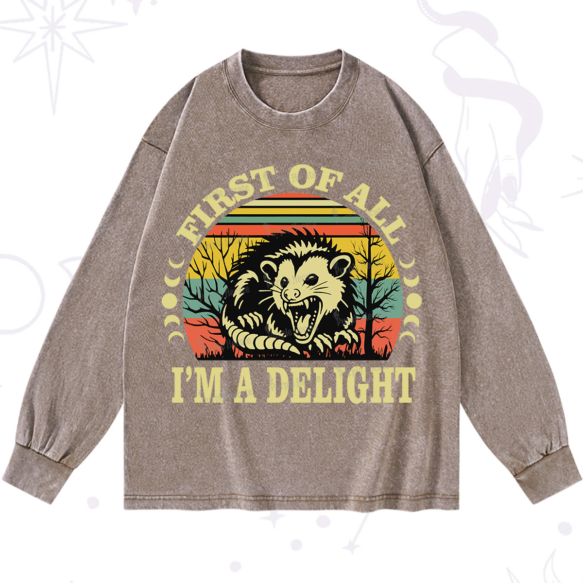 Purplehecate First Of All I'm A Delightful Opossum Washed Long Sleeve Shirt