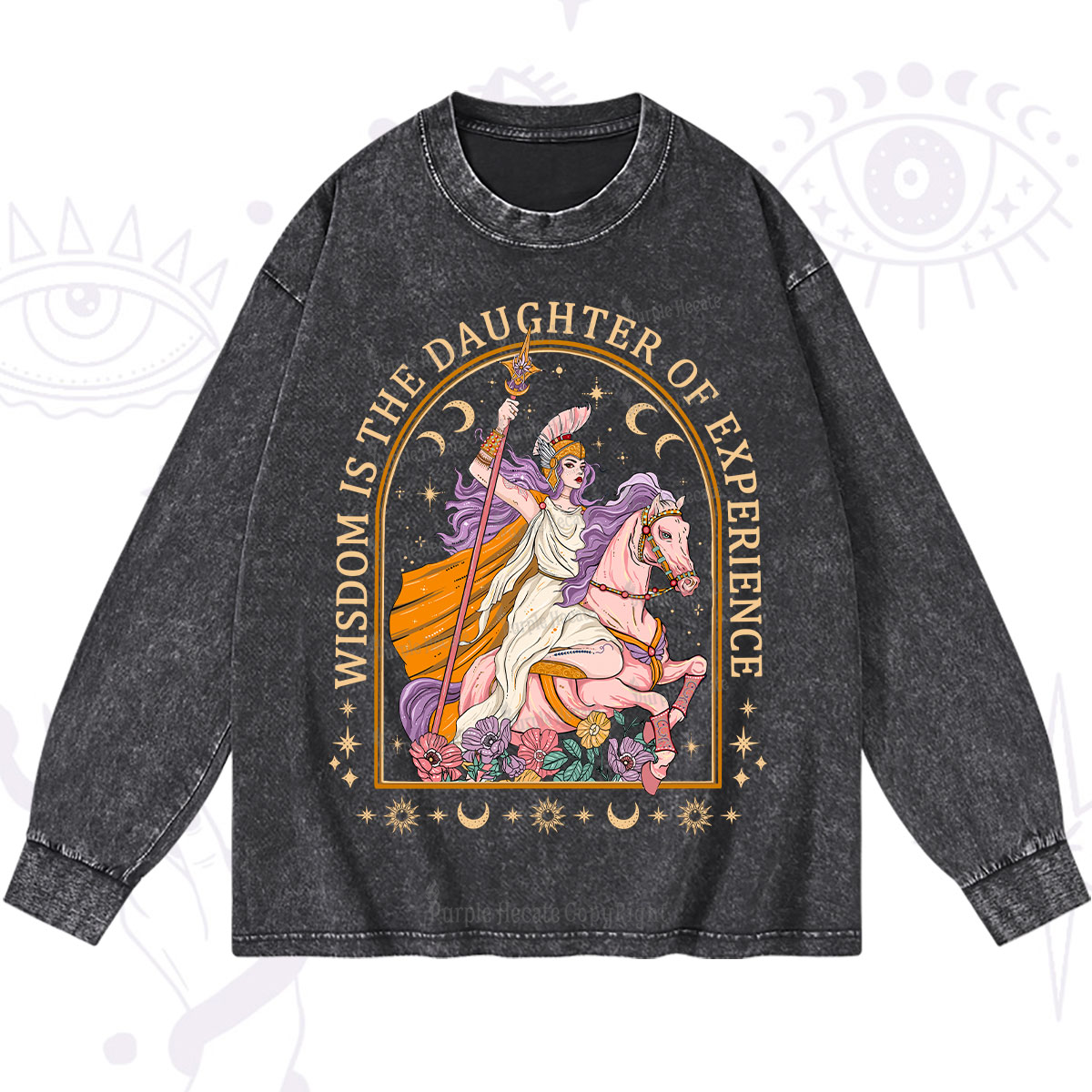 Purplehecate Wisdom Is The Daughter Of Experience Washed Long Sleeve Shirt