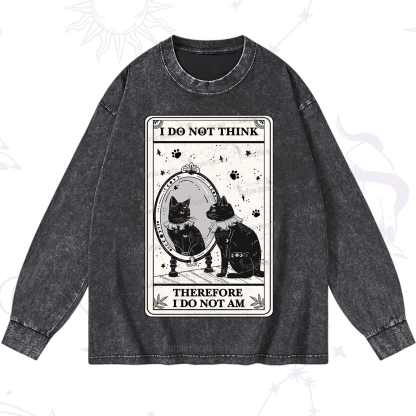 Purplehecate The I Do Not Think Therefore I Do Not Am Oracle Card Washed Long Sleeve Shirt