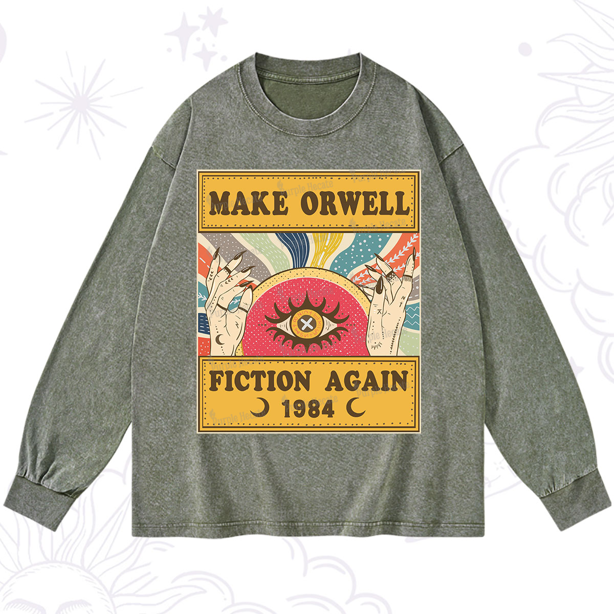 Purplehecate Make 1984 Fiction Again Washed Long Sleeve Shirt