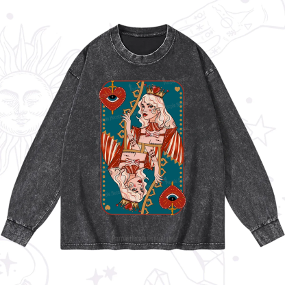Purplehecate Mystic Queen of Hearts Washed Long Sleeve Shirt