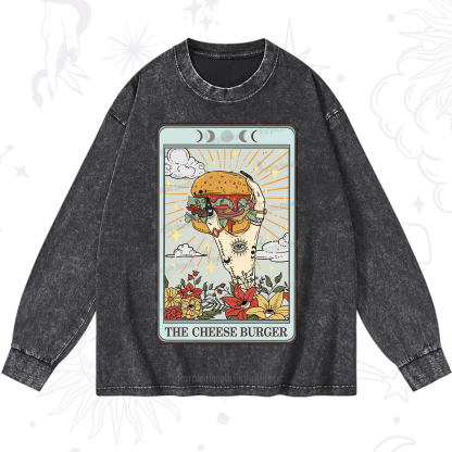 Purplehecate The Cheese Burger Tarot Washed Long Sleeve Shirt
