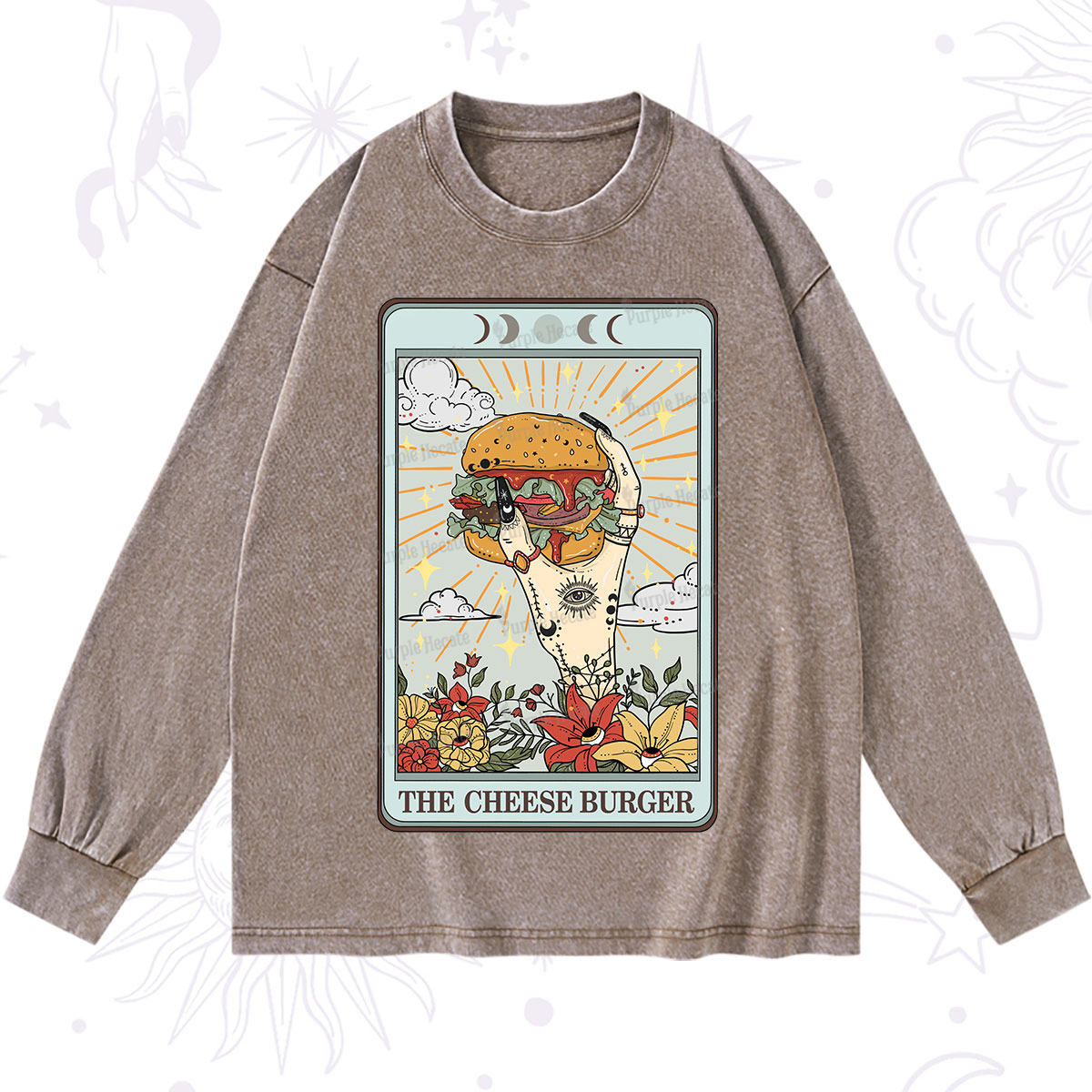 Purplehecate The Cheese Burger Tarot Washed Long Sleeve Shirt