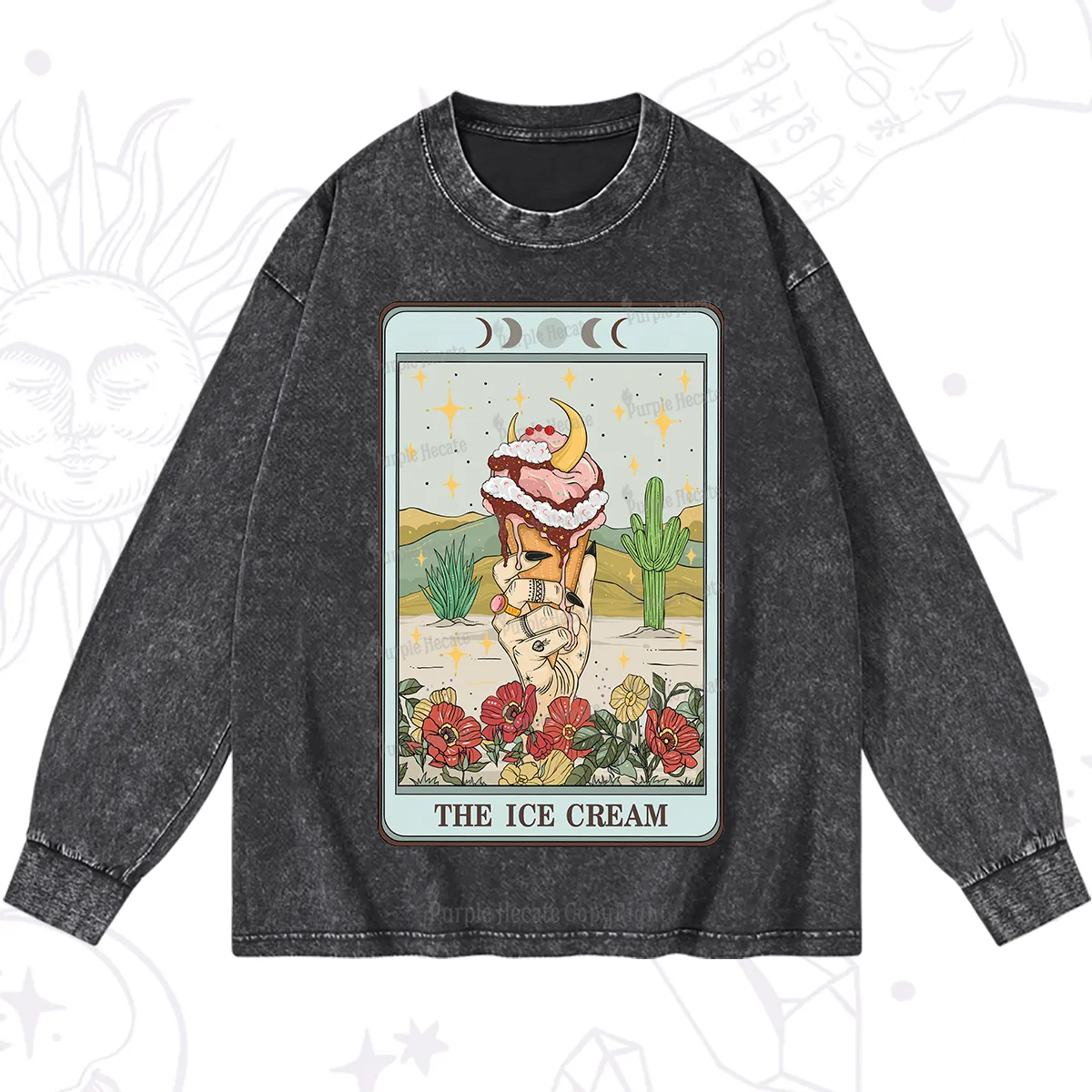 Purplehecate The Ice Cream Tarot Washed Long Sleeve Shirt