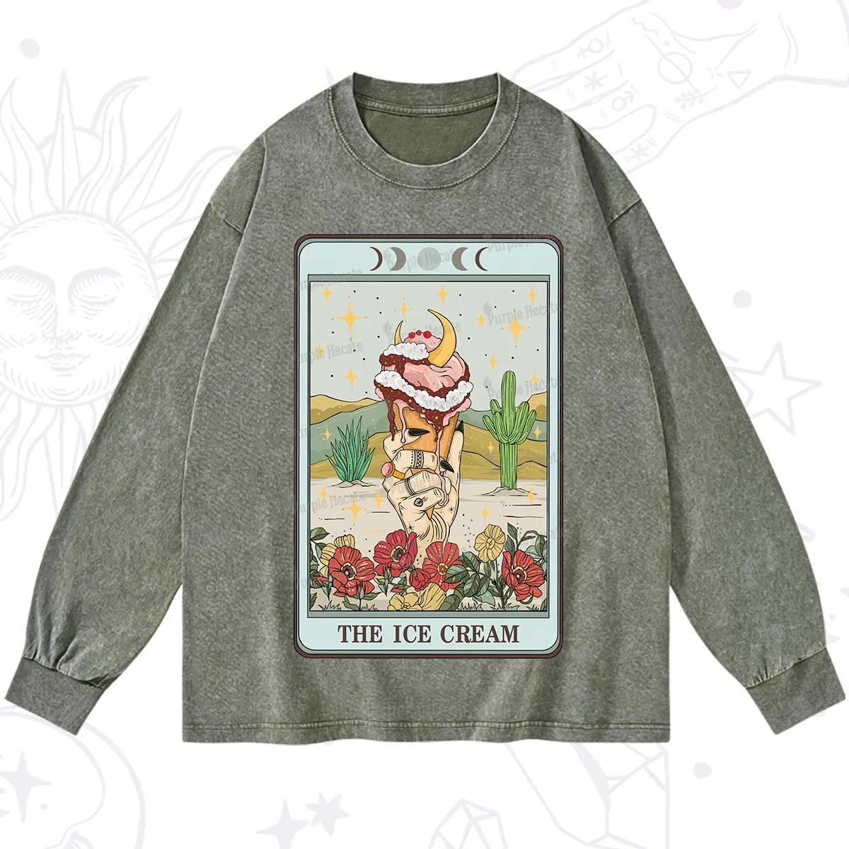 Purplehecate The Ice Cream Tarot Washed Long Sleeve Shirt