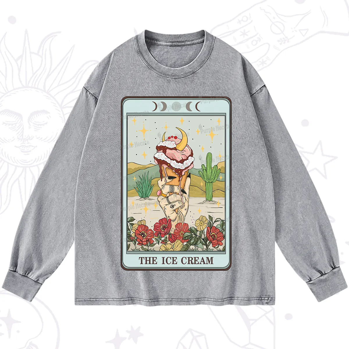Purplehecate The Ice Cream Tarot Washed Long Sleeve Shirt