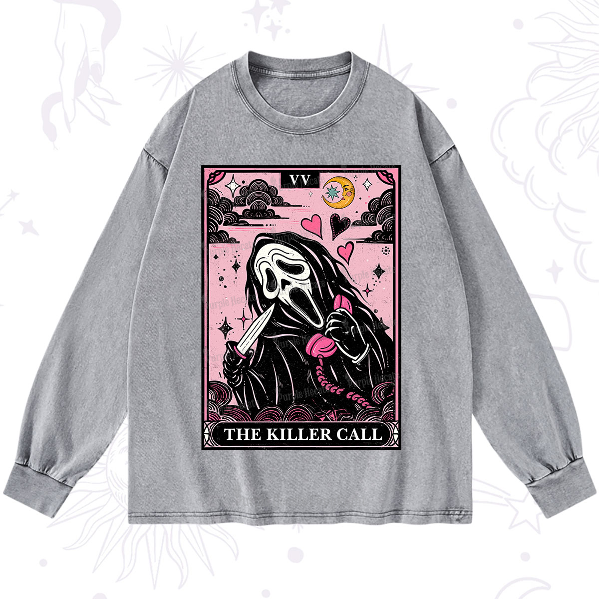 Purplehecate The Killer Call Tarot Washed Long Sleeve Shirt