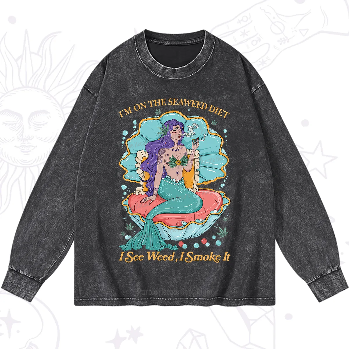 Purplehecate I See Weed I Smoke It Washed Long Sleeve Shirt