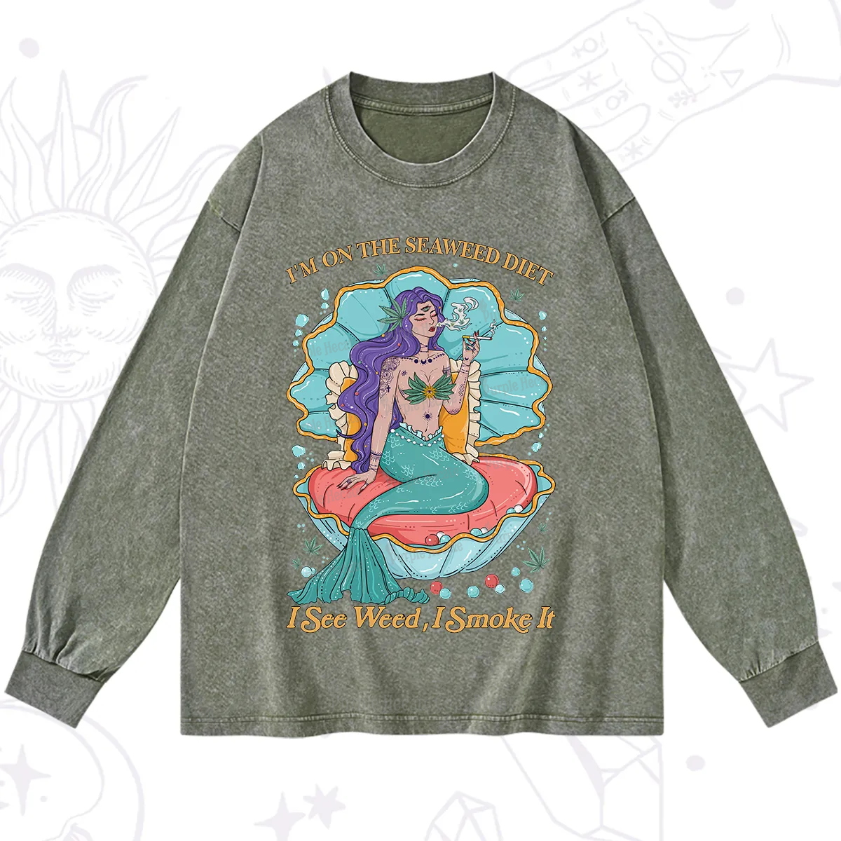 Purplehecate I See Weed I Smoke It Washed Long Sleeve Shirt