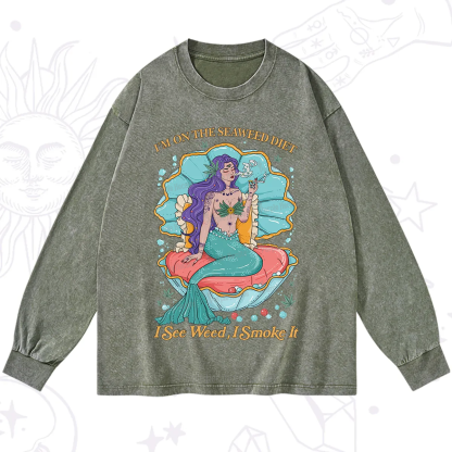 Purplehecate I See Weed I Smoke It Washed Long Sleeve Shirt