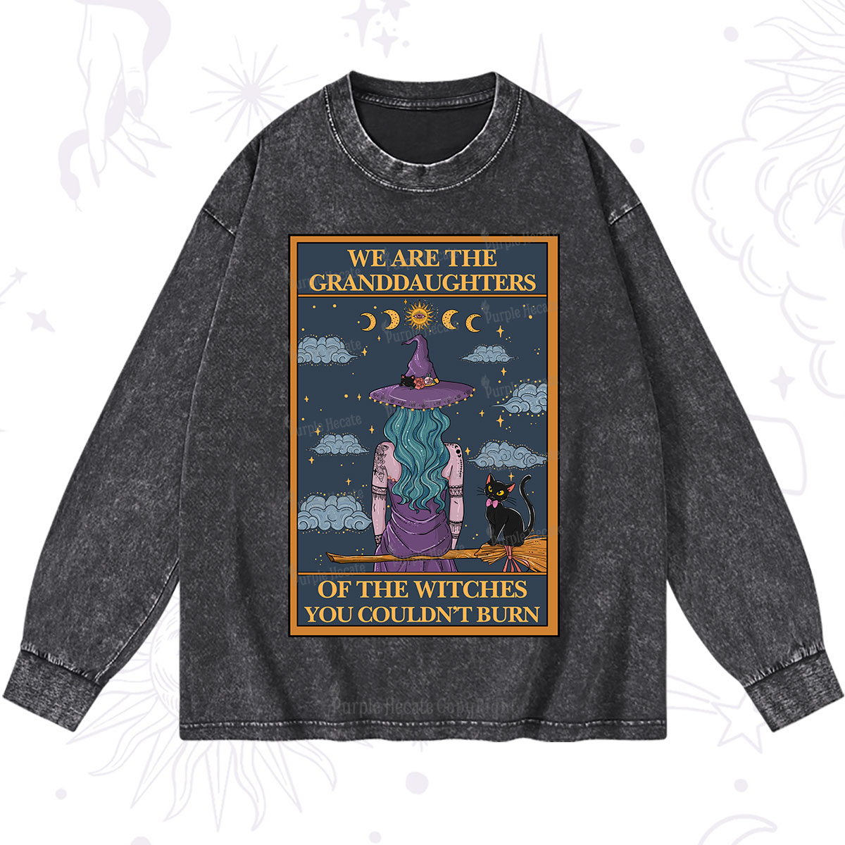 Purplehecate The Witches You Couldn't Burn Oracle Card Washed Long Sleeve Shirt