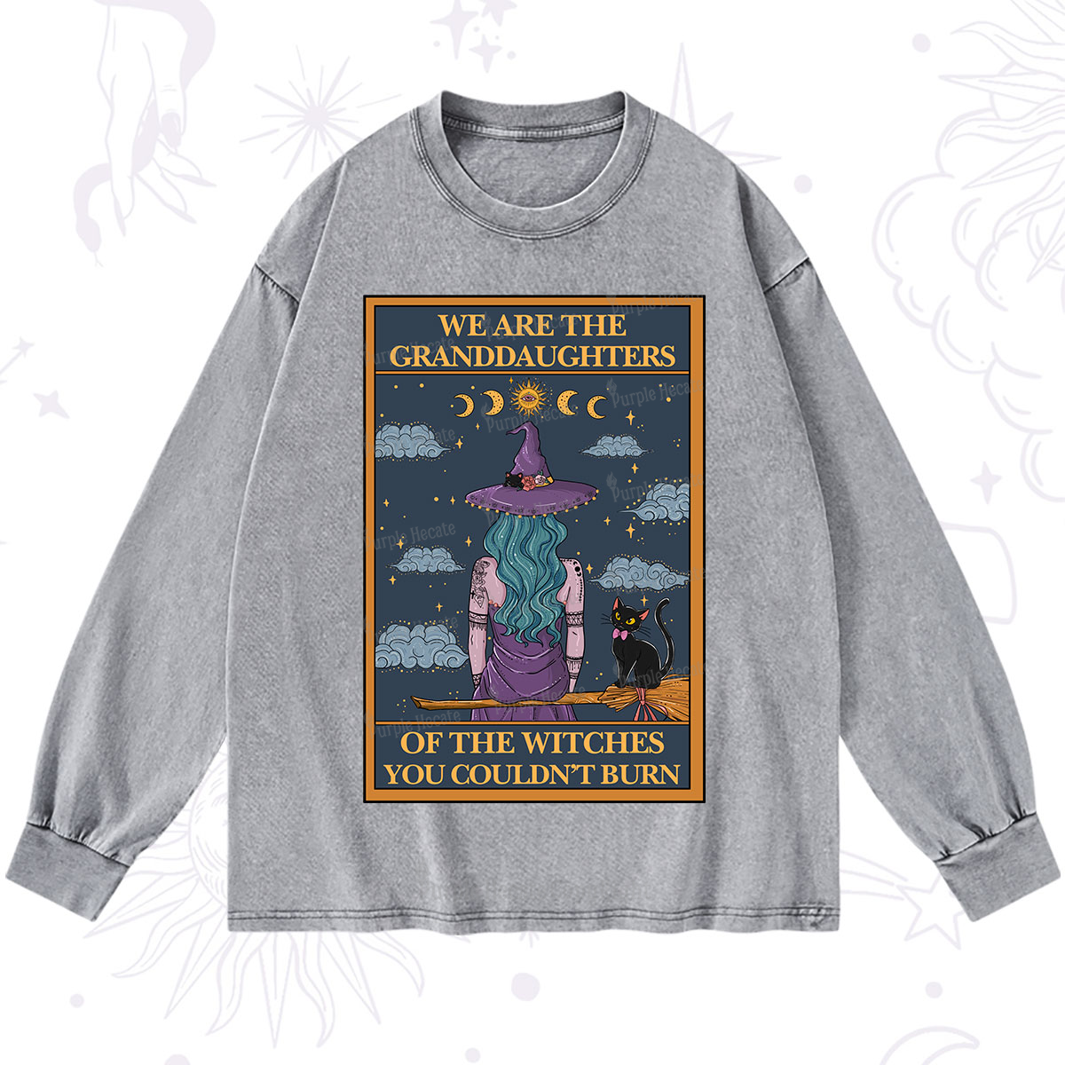 Purplehecate The Witches You Couldn't Burn Oracle Card Washed Long Sleeve Shirt